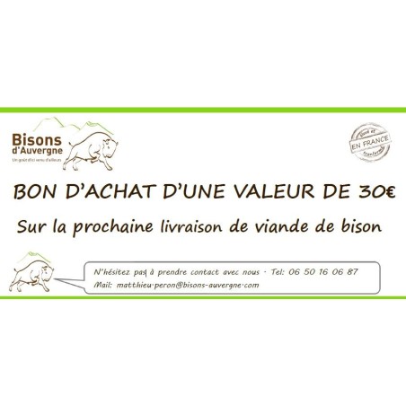 Bon Cadeau 30€ - Bisons d'Auvergne