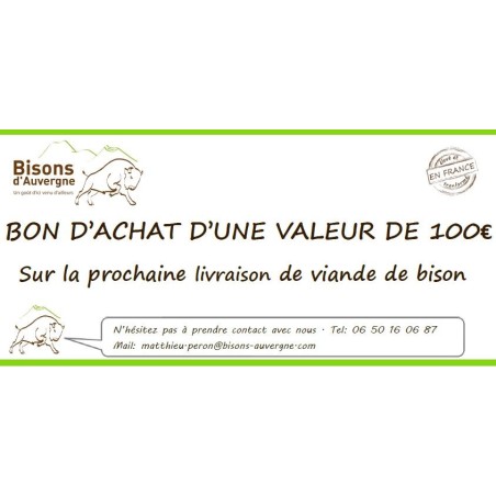 Bon Cadeau 100€ - Bisons d'Auvergne