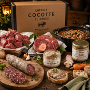 Osso buffalo, bourguignon, bocal cuisiné, saucisson et terrine offerte pour des repas mijotés pleins de caractère.